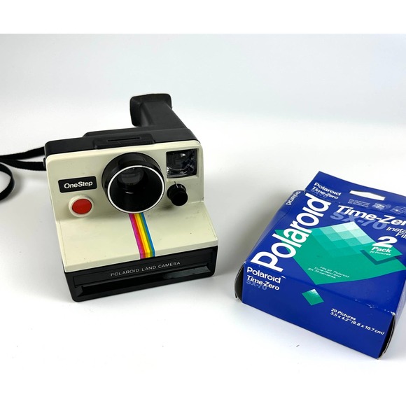 Vintage Polaroid One Step SX-70 Camera And Film White Rainbow Stripe - Picture 8 of 13